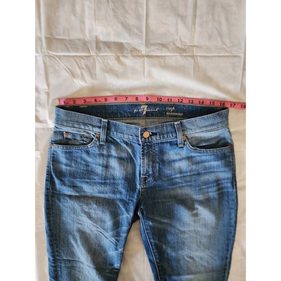 7 For All Mankind Women's Medium Wash Crop Roxanne Blue Denim Jeans Size 29 - Picture 10 of 13